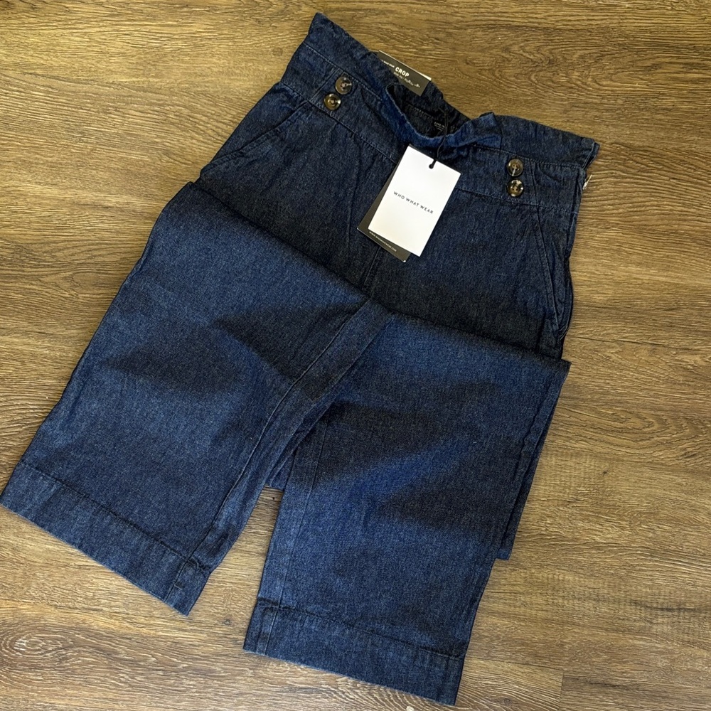 Who What Wear Dark Blue Wide Leg Jeans